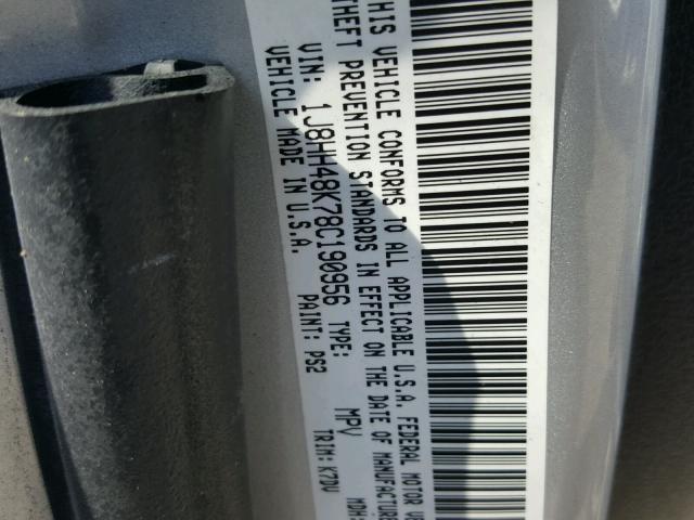 1J8HH48K78C190956 - 2008 JEEP COMMANDER SILVER photo 10