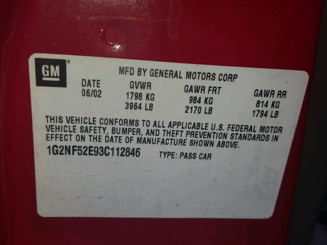 1G2NF52E93C112846 - 2003 PONTIAC GRAND AM S წითელი ფოტო 10