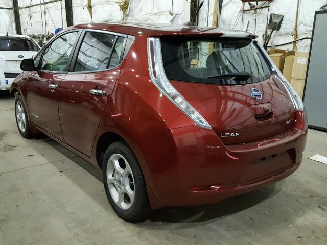 1N4AZ0CP1EC340417 - 2014 NISSAN LEAF S RED photo 3