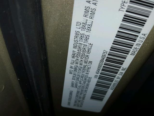 4S4WX90D084409757 - 2008 SUBARU TRIBECA LI 棕色 照片 10