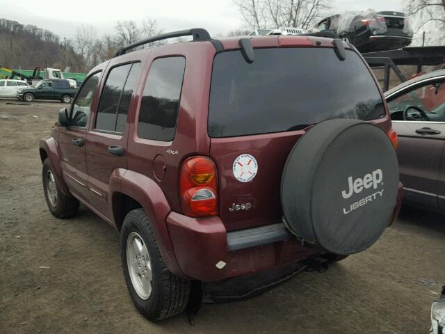1J8GL58K42W215611 - 2002 JEEP LIBERTY LI BURGUNDY photo 3