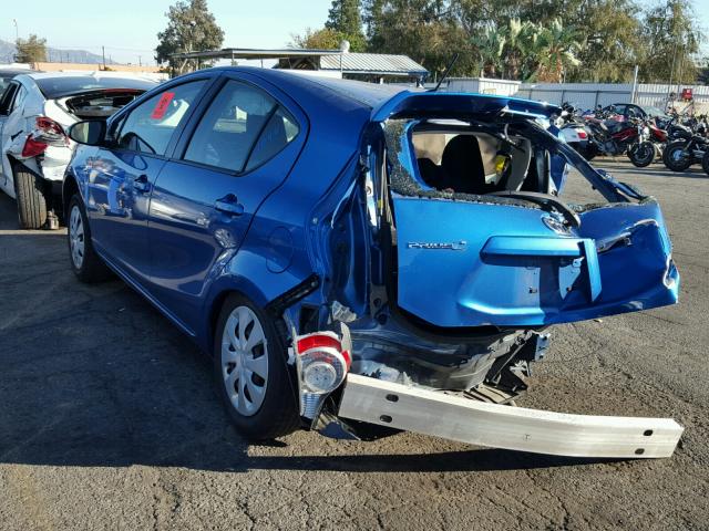 JTDKDTB34E1568596 - 2014 TOYOTA PRIUS C BLUE photo 3