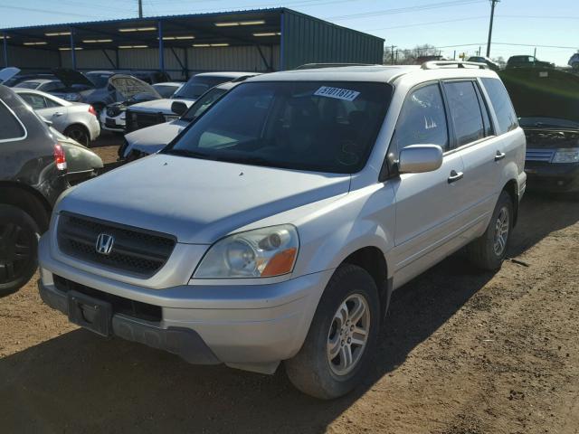 5FNYF18555B016632 - 2005 HONDA PILOT EXL SILVER photo 2