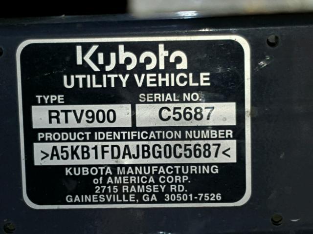 A5KB1FDAJBG0C5687 - 2011 KUBO RTV900 ORANGE photo 10