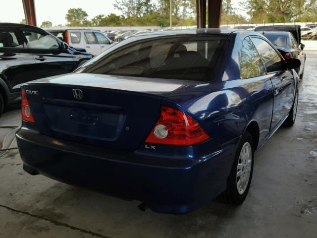 1HGEM225X5L052791 - 2005 HONDA CIVIC LX BLUE photo 4