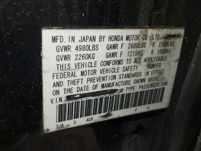 JH4KB16516C012305 - 2006 ACURA RL BLACK photo 10