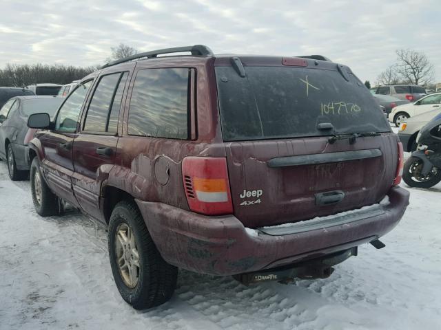 1J4GW48S32C303120 - 2002 JEEP GRAND CHER MAROON photo 3