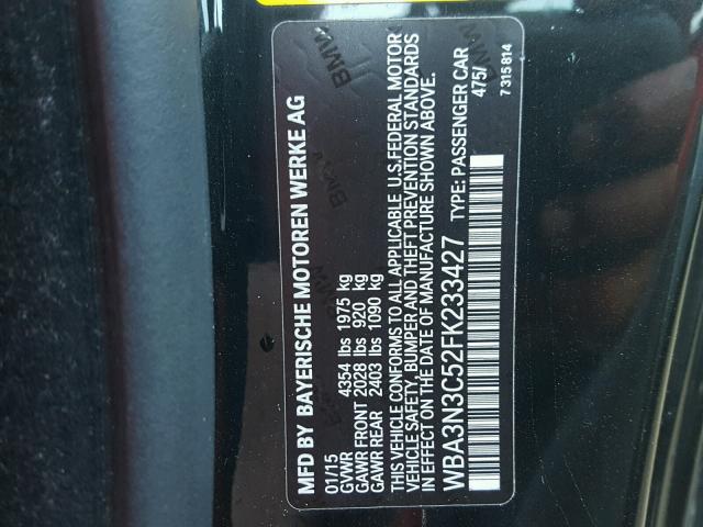 WBA3N3C52FK233427 - 2015 BMW 428 I შავი ფოტო 10