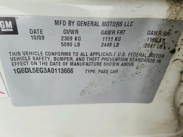 1G6DL5EG3A0113666 - 2010 CADILLAC CTS PERFOR WHITE photo 10