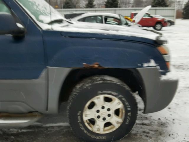 3GNEK13T72G180742 - 2002 CHEVROLET AVALANCHE BLUE photo 9