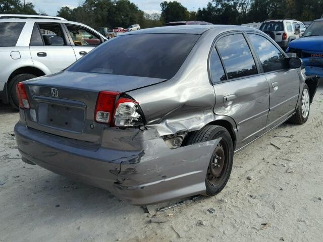 2HGES16515H593672 - 2005 HONDA CIVIC LX GRAY photo 4