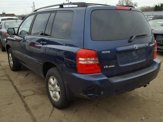 JTEHF21A410006448 - 2001 TOYOTA HIGHLANDER BLUE photo 3