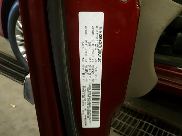 2C4RC1CG6DR571890 - 2013 CHRYSLER TOWN & COU RED photo 10