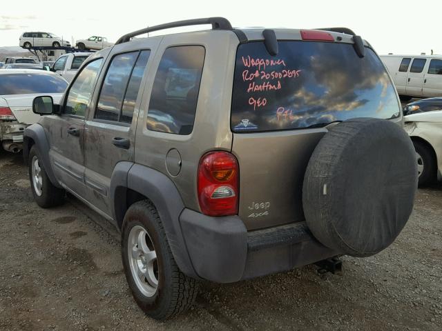 1J8GL48K73W578822 - 2003 JEEP LIBERTY SP BROWN photo 3