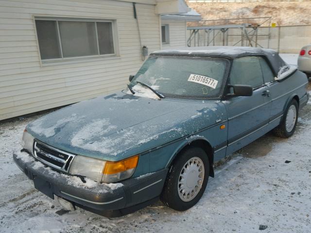 YS3AL76LXM7010238 - 1991 SAAB 900 BASE TEAL photo 2