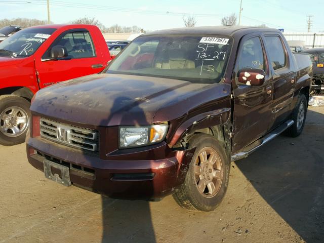 2HJYK16517H539430 - 2007 HONDA RIDGELINE BURGUNDY photo 2