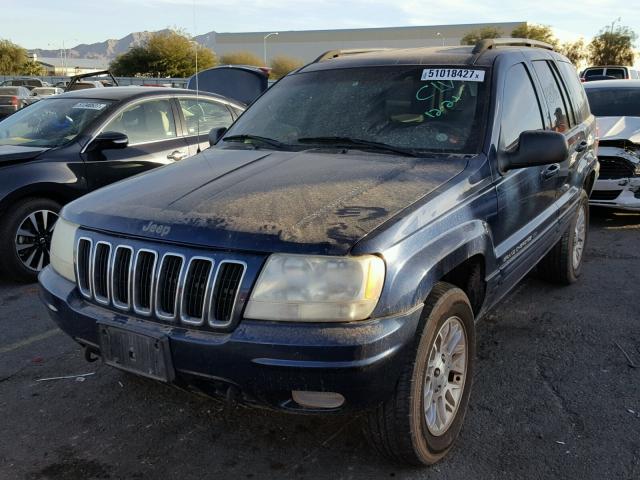 1J8GW58N72C230526 - 2002 JEEP GRAND CHER BLUE photo 2