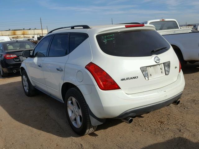 JN8AZ08T83W116626 - 2003 NISSAN MURANO SL WHITE photo 3