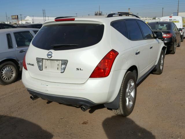 JN8AZ08T83W116626 - 2003 NISSAN MURANO SL WHITE photo 4