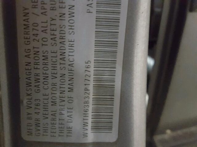 WVWTH63B32P172765 - 2002 VOLKSWAGEN PASSAT GLX 灰色 照片 10