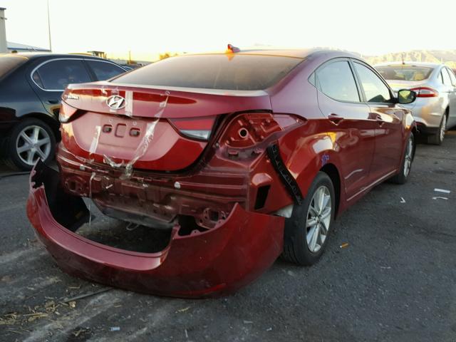 5NPDH4AEXGH689747 - 2016 HYUNDAI ELANTRA SE RED photo 4