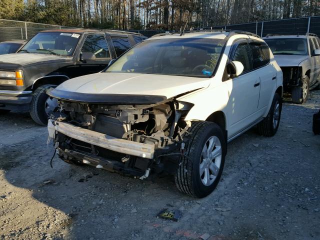 JN8AZ08W76W523285 - 2006 NISSAN MURANO SL WHITE photo 2