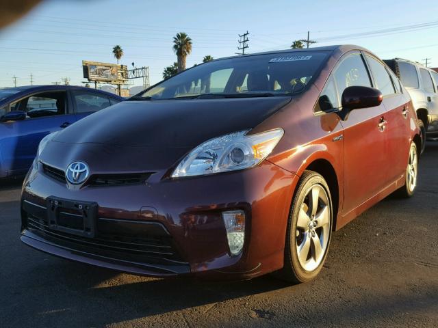 JTDKN3DU8D5612111 - 2013 TOYOTA PRIUS PURPLE photo 2