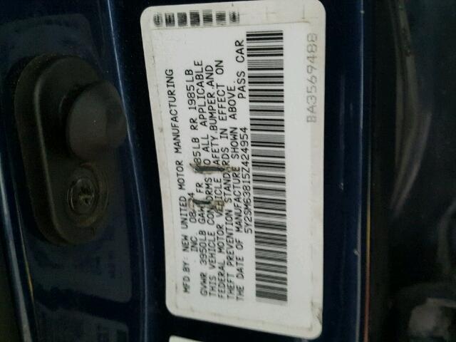 5Y2SM63815Z424954 - 2005 PONTIAC VIBE BLUE photo 10