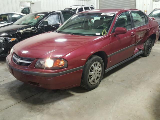 2G1WF52E959343314 - 2005 CHEVROLET IMPALA MAROON photo 2