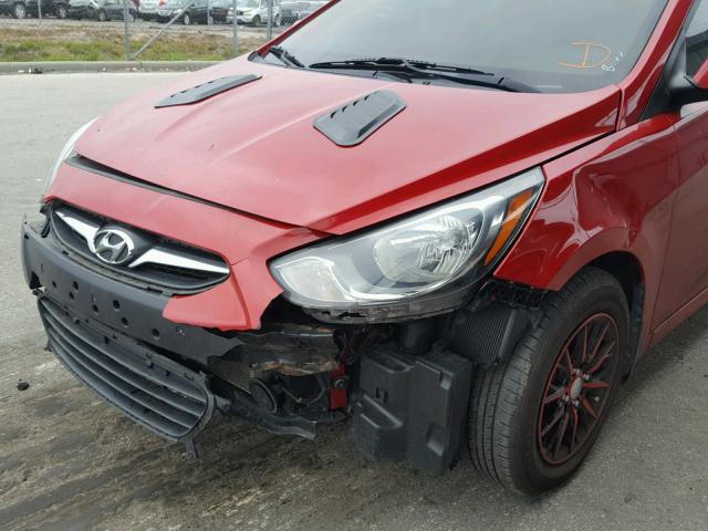 KMHCT4AE6DU303767 - 2013 HYUNDAI ACCENT GLS RED photo 9