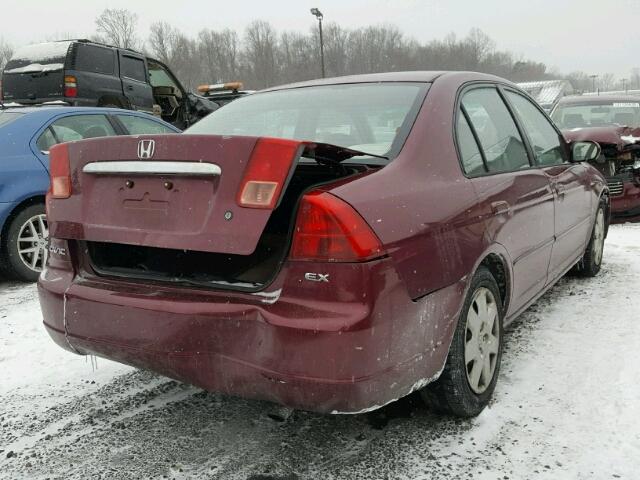 2HGES25772H534517 - 2002 HONDA CIVIC EX 勃艮第红 照片 4