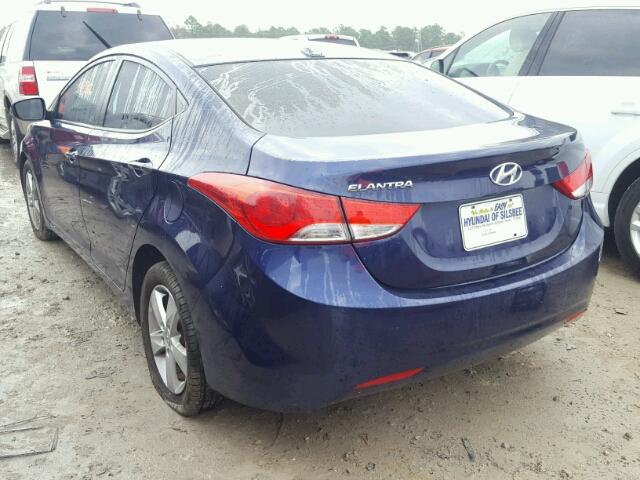 5NPDH4AEXDH297864 - 2013 HYUNDAI ELANTRA GL BLUE photo 3