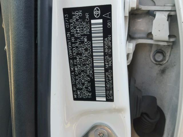 JTDKDTB32D1532002 - 2013 TOYOTA PRIUS C WHITE photo 10