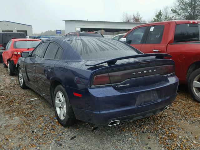 2C3CDXBG3EH178075 - 2014 DODGE CHARGER BLUE photo 3