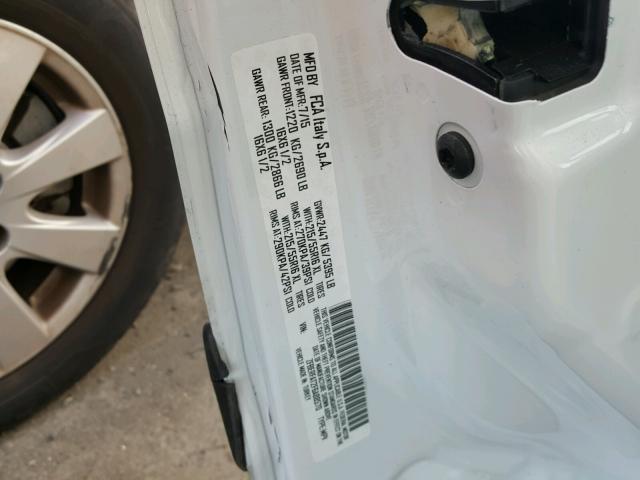 ZFBERFAT2F6A88570 - 2015 RAM PROMASTER WHITE photo 10