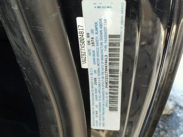 3VWCC21C7XM474413 - 1999 VOLKSWAGEN NEW BEETLE 黑色 照片 10