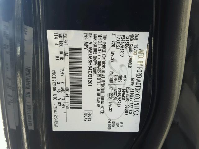 5LMEU68H84ZJ21201 - 2004 LINCOLN AVIATOR BLACK photo 10