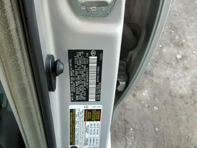 4T1BE46K69U856379 - 2009 TOYOTA CAMRY BASE SILVER photo 10