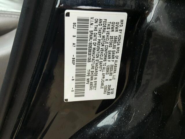 5FNRL18053B081088 - 2003 HONDA ODYSSEY EX BLACK photo 10