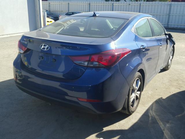 5NPDH4AE9GH691926 - 2016 HYUNDAI ELANTRA SE BLUE photo 4