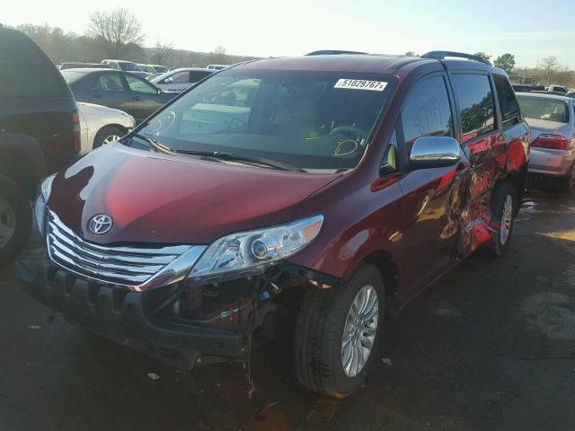 5TDYK3DC7DS347279 - 2013 TOYOTA SIENNA XLE MAROON photo 2