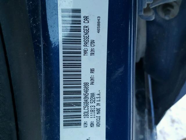 1B3LC56B49N546098 - 2009 DODGE AVENGER SX BLUE photo 10