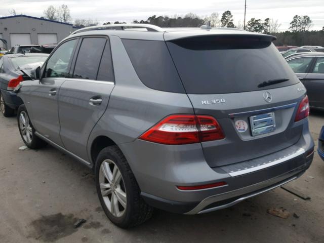 4JGDA5HB5CA013399 - 2012 MERCEDES-BENZ ML 350 4MA GRAY photo 3