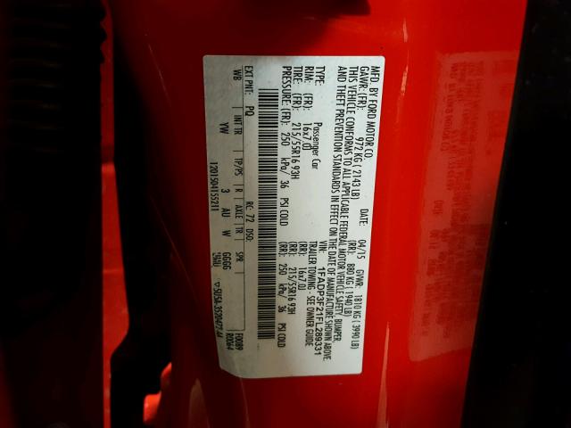 1FADP3F21FL289331 - 2015 FORD FOCUS SE RED photo 10