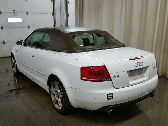 WAUDF48H07K026207 - 2007 AUDI A4 2.0T CA WHITE photo 3