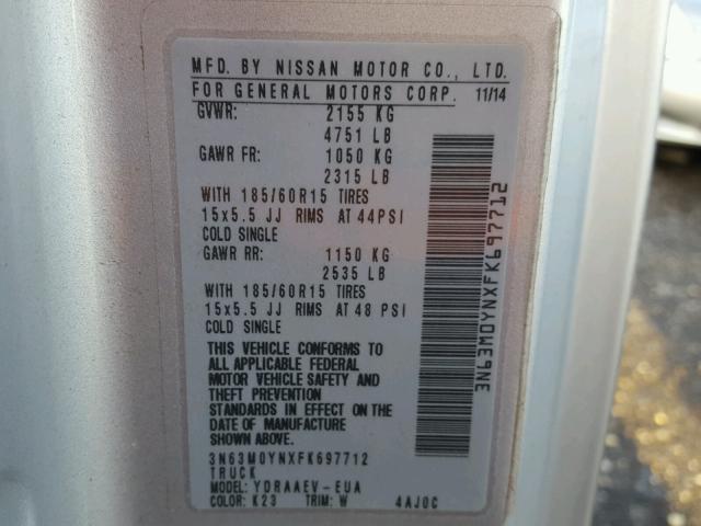 3N63M0YNXFK697712 - 2015 CHEVROLET CITY EXPRE SILVER photo 10