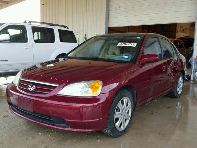 2HGES26753H575552 - 2003 HONDA CIVIC EX MAROON photo 2