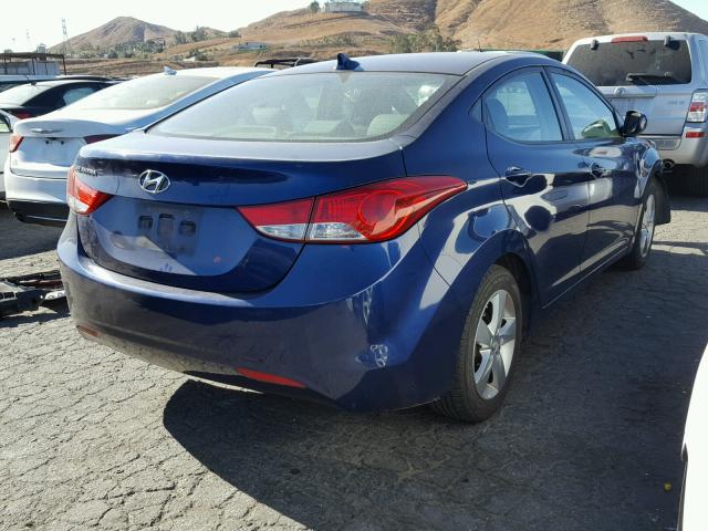 KMHDH4AE8DU727764 - 2013 HYUNDAI ELANTRA GL BLUE photo 4