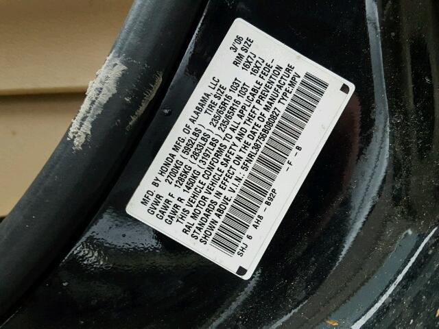 5FNRL38756B080827 - 2006 HONDA ODYSSEY EX BLACK photo 10