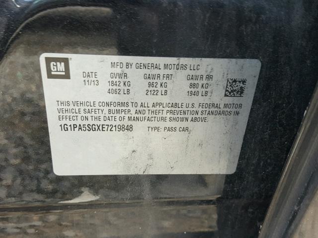 1G1PA5SGXE7219848 - 2014 CHEVROLET CRUZE LS CHARCOAL photo 10